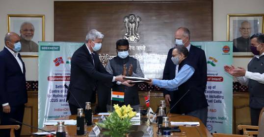 “Statement of Intent” signed between Indian Oil and Greenstat Hydrogen India Pvt. Ltd for setting up of Centre of Excellence for Hydrogen
